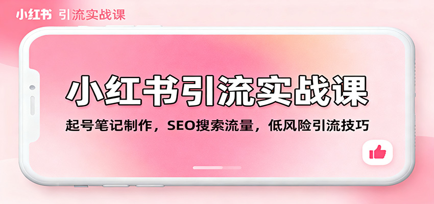小红书引流实战课:起号笔记制作,SEO搜索流量,低风险引流技巧-摇钱树
